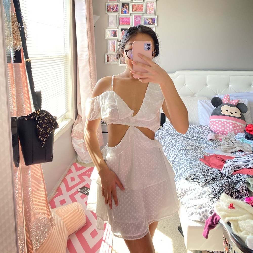 white chiffon dress